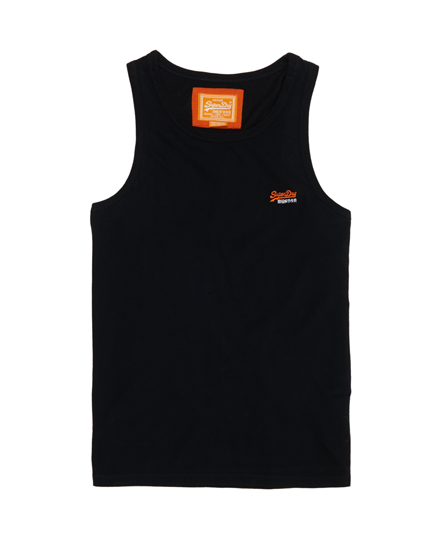 Mens - Vintage Embroidery Vest Top in Black/grilled Orange/snow | Superdry