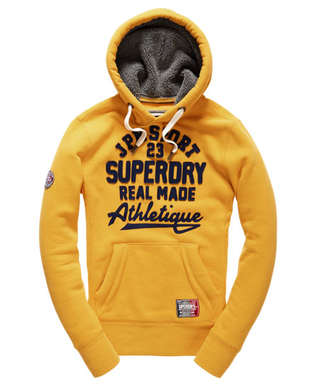 Mens - Core Appliqué Hoodie in Varsity Yellow | Superdry