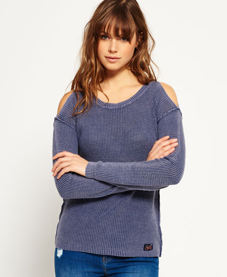 Superdry Waffle Stitch Cold Shoulder Knit Jumper Waffle Stitch Cold Shoulder Knit Jumper