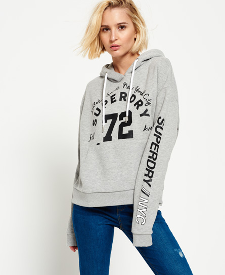 womens oversize urban hoodie in sport code grey marl superdry