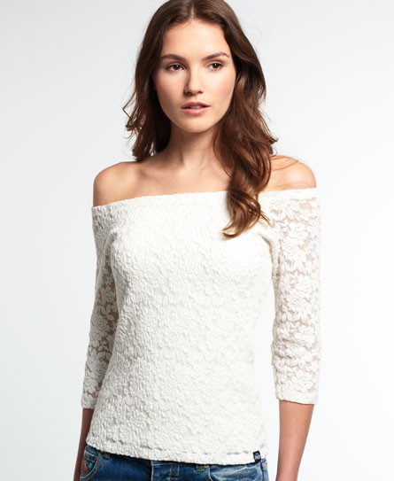 基本款垂肩蕾丝上衣