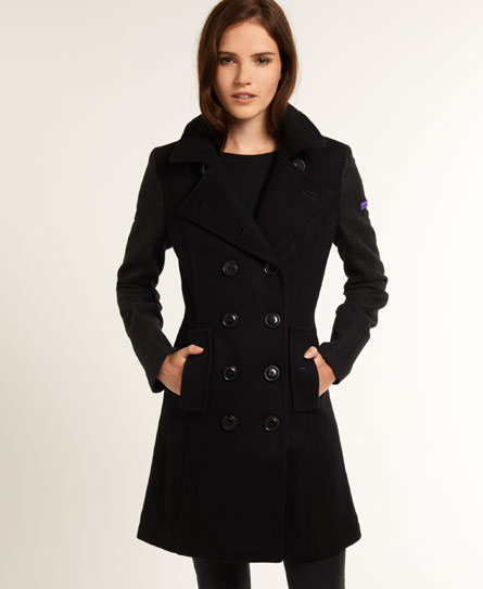 Womens - Bridge Coat Mix in Black/charcoal | Superdry