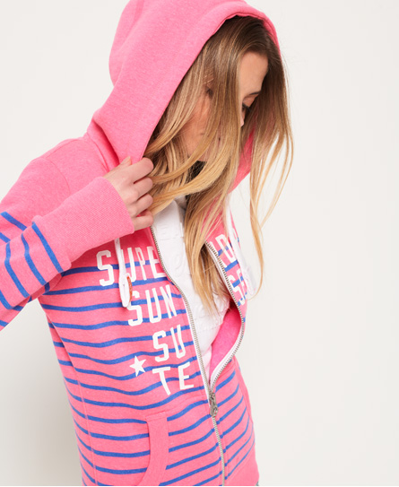 Superdry Miami Surf Stripe Hoodie Met Rits superdry kopen in de aanbieding