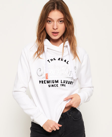 Superdry Luxury Embossed Foil Crop Hoodie Luxury Embossed Foil Crop Hoodie