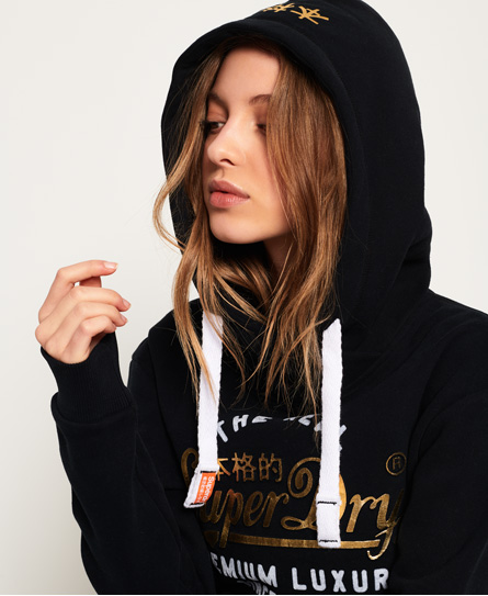 Superdry Luxury Embossed Foil Crop Hoodie superdry kopen in de aanbieding