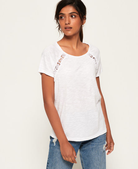 Superdry Elizabeth Lace T Shirt superdry kopen in de aanbieding