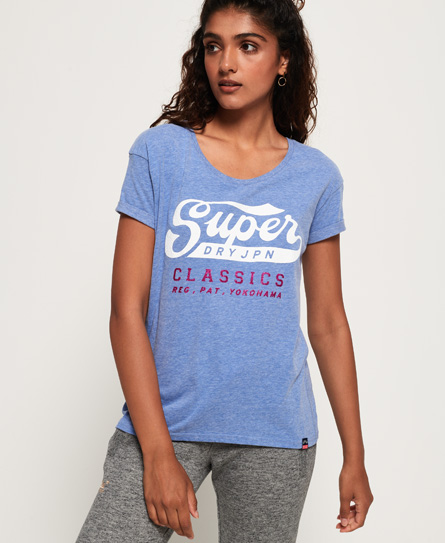 Superdry Classic Logo Broderie Slim Boyfriend T Shirt superdry kopen in de aanbieding