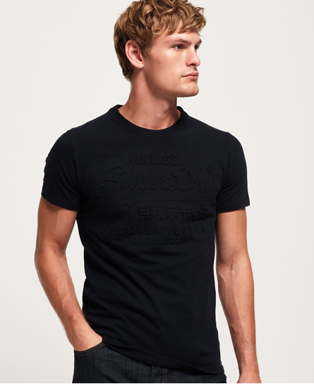 Mens - Premium Goods Embossed T-Shirt in Eclipse Navy | Superdry