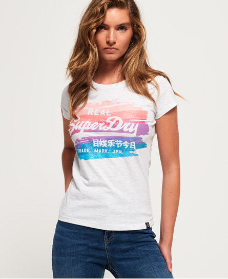 Superdry Vintage Logo Painted T Shirt Met Regenboogkleuren superdry kopen in de aanbieding