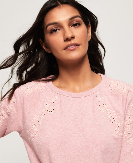 Superdry Adelaide Broderie Sweatshirt In Pink