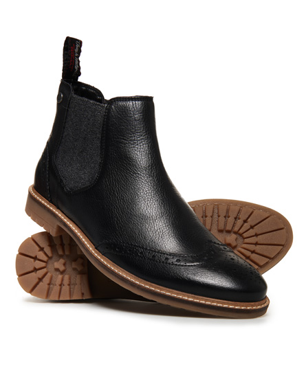 black brogue chelsea boots