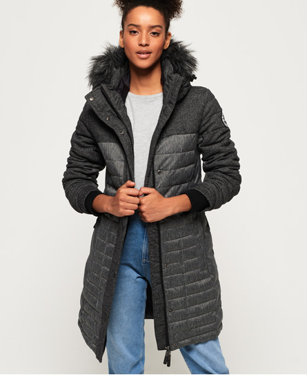 Superdry Elements Tweed Hooded Parka Jacket Elements Tweed Hooded Parka Jacket