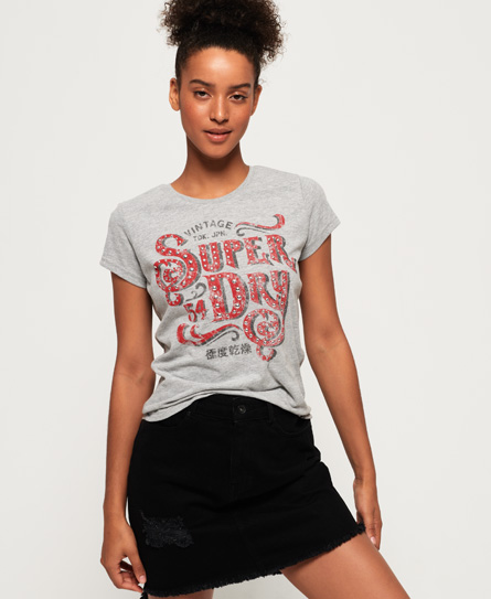 Superdry Frontier Script Entry T Shirt Met Studs superdry kopen in de aanbieding