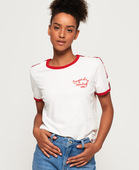 Superdry Heritage Embroidery Ringer Boxy T Shirt superdry kopen in de aanbieding