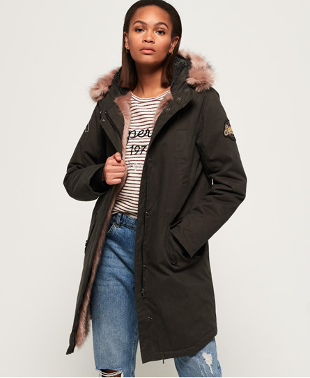 Superdry Frankie Faux Fur Lined Parka Jacket In Green | ModeSens