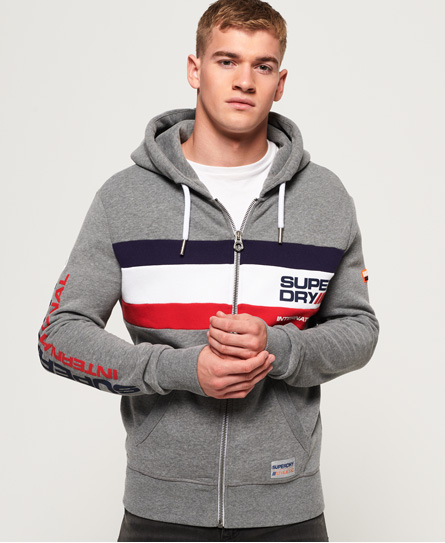 Superdry Driekleurige Trophy Hoodie Met Rits superdry kopen in de aanbieding