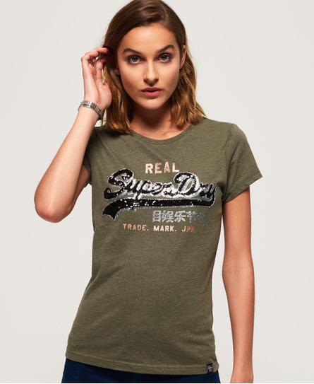 Superdry Vintage Logo Star Top Met Lovertjes superdry kopen in de aanbieding