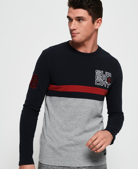 Superdry Applique Cut & Sew Long Sleeve T-shirt In Navy