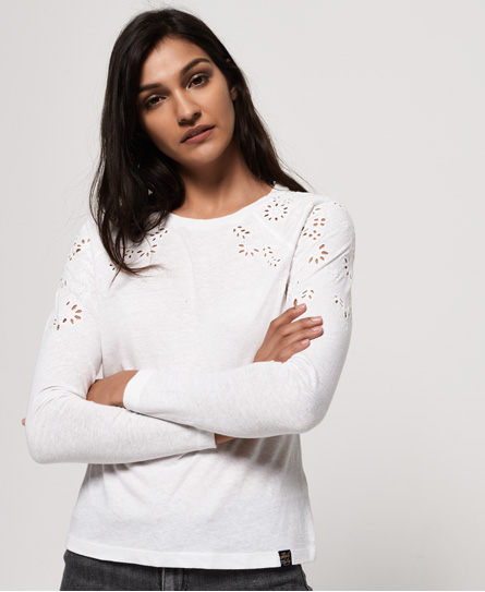 Superdry Ava Broderie Top In White