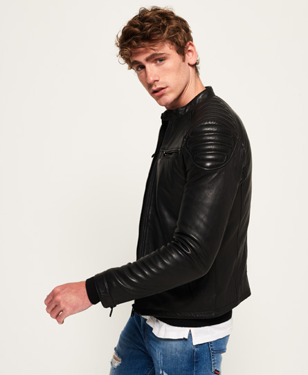 Superdry Hero Leather Racer Jacket for Mens