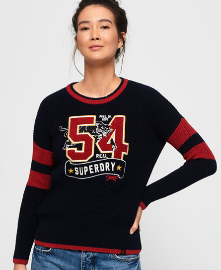 Superdry Geribde Varsity Trui superdry kopen in de aanbieding Superdry Geribde Varsity Trui superdry kopen in de aanbieding