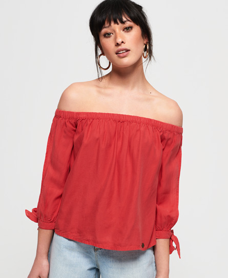 SUPERDRY WOMEN'S HELENA TOP RED / WASHED RED,2103025000170OIF017