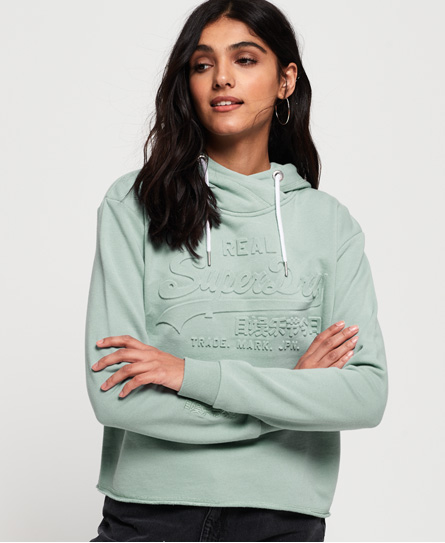 Superdry Vintage Logo Emboss College Crop Hoodie superdry kopen in de aanbieding