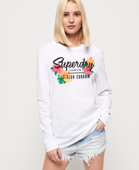 Superdry Cuba Topje Met Lange Mouwen superdry kopen in de aanbieding