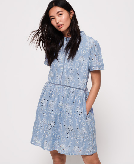 Superdry Shelly Schiffli Jurk superdry kopen in de aanbieding