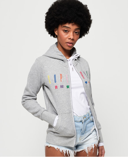 Superdry Carly Carnival Embroidered Hoodie Met Rits superdry kopen in de aanbieding