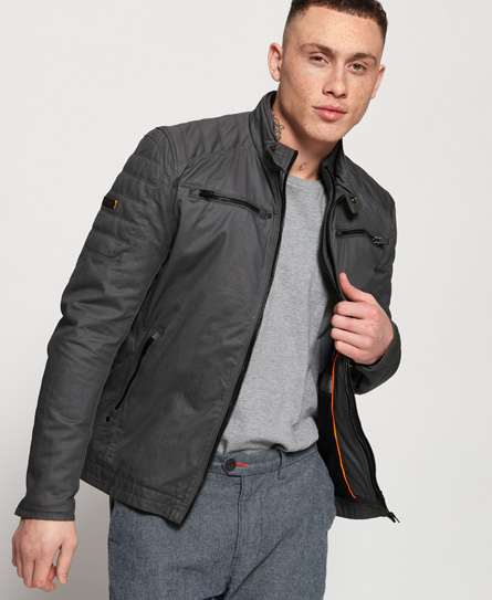 dark grey biker jacket