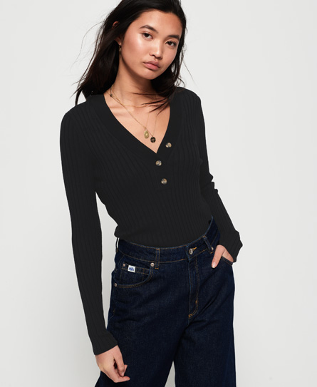 Superdry Lola Gebreide Trui Met Knopen En V Hals superdry kopen in de aanbieding Superdry Lola Gebreide Trui Met Knopen En V Hals superdry kopen in de aanbieding