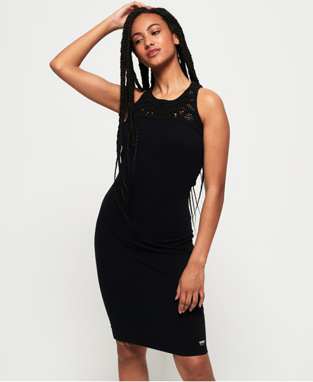 Click to view more detailed imagery on our partner's website Superdry Jessie Macrame Midi Dress In Black