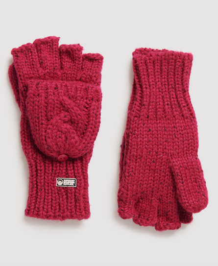 Superdry Gracie Cable Gloves In Pink