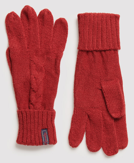 Superdry Lannah Cable Gloves In Red