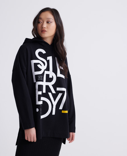 black oversized graphic hoodie