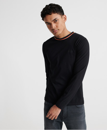 Click to view more detailed imagery on our partner's website Superdry Organic Cotton Athletic Ringer Long Sleeve Top In Black