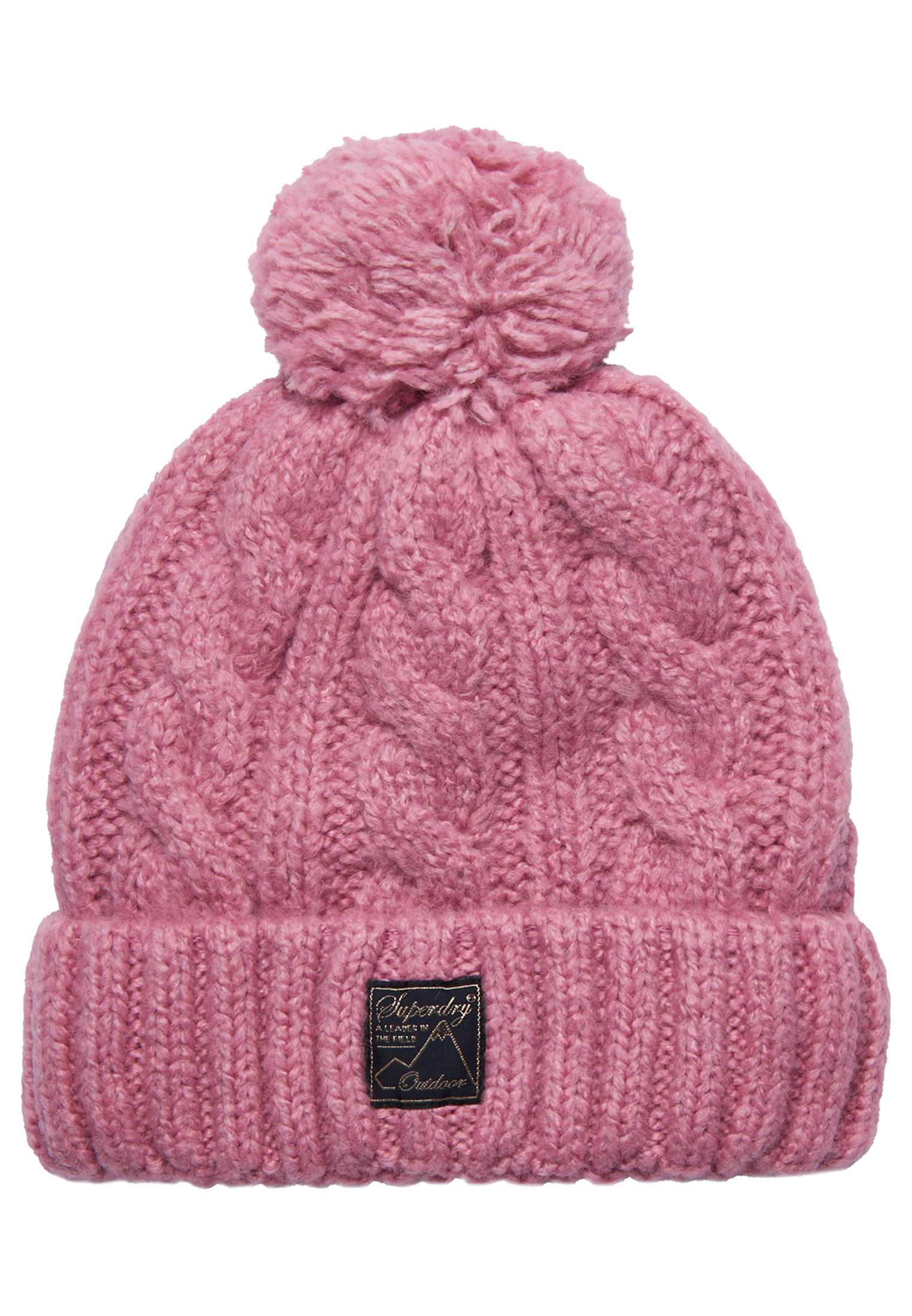 Superdry Women s Tweed Cable Beanie Hat Smoke Pink Tweed for sale