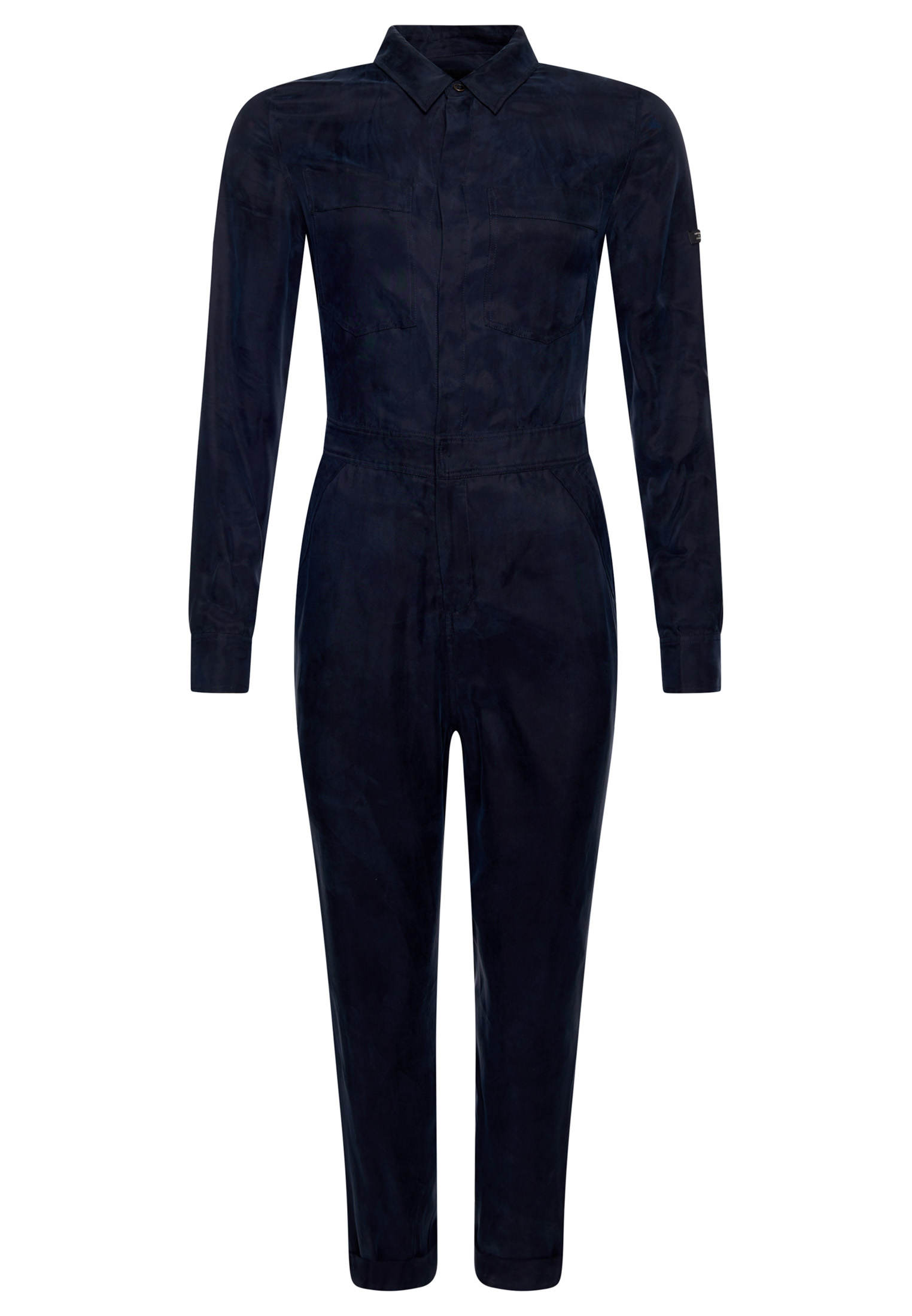 Women's Cupro Long Sleeved Shirt Jumpsuit in Thyme