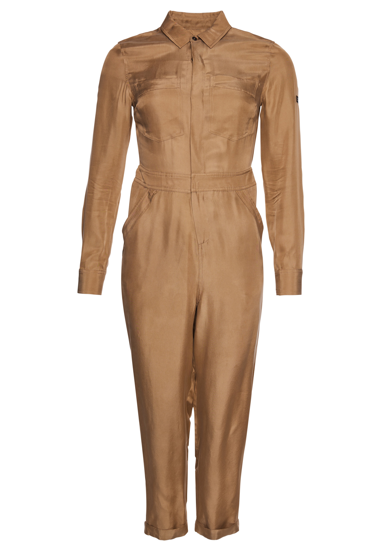 Women's Cupro Long Sleeved Shirt Jumpsuit in Thyme