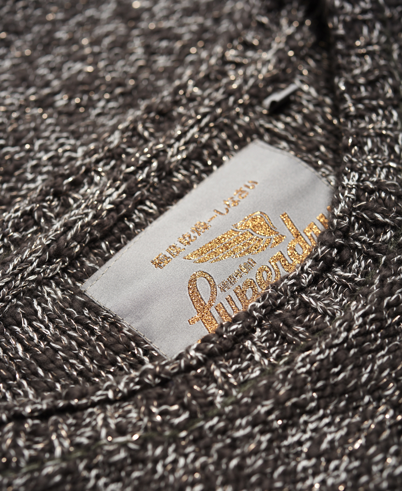 Neuer Damen Superdry Super Icarus Strickpulli Prune Lurex Twist