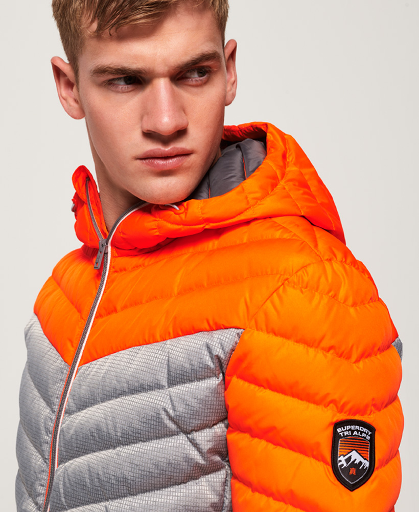 chevron colour block down jacket