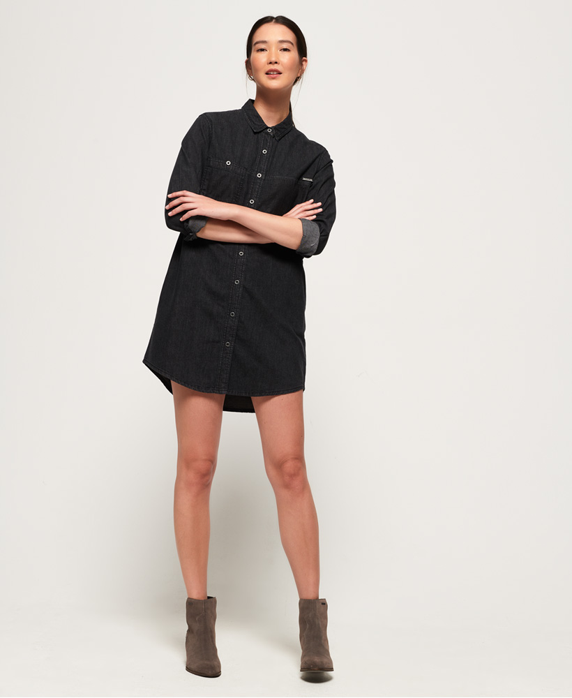 superdry oversized denim shirt dress