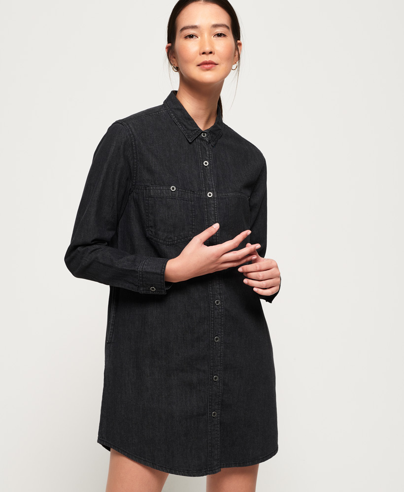 superdry oversized denim shirt dress