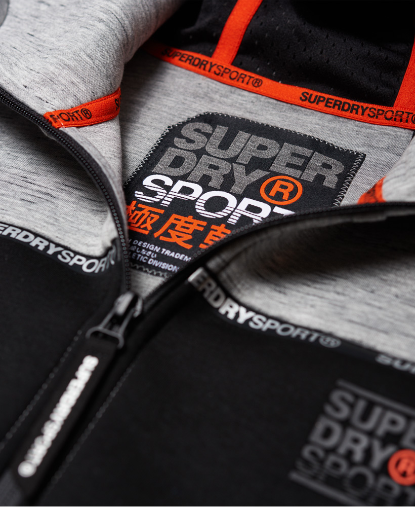 gym tech stretch block zip hoodie