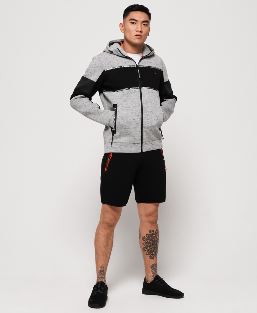 gym tech stretch block zip hoodie