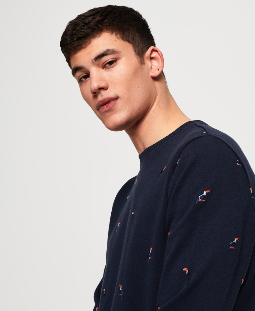 superdry all over embroidered crew sweatshirt