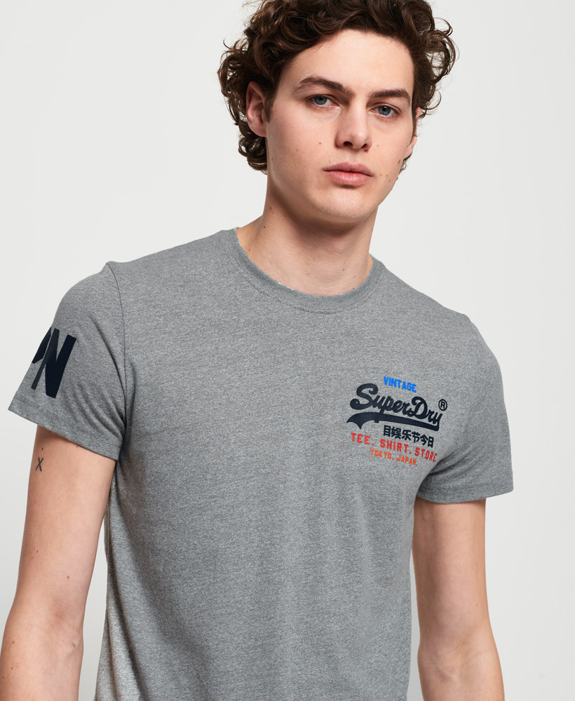 Superdry Men/'s Princedom Blue Marl Cali Lite Graphic Short Sleeve T-Shirt