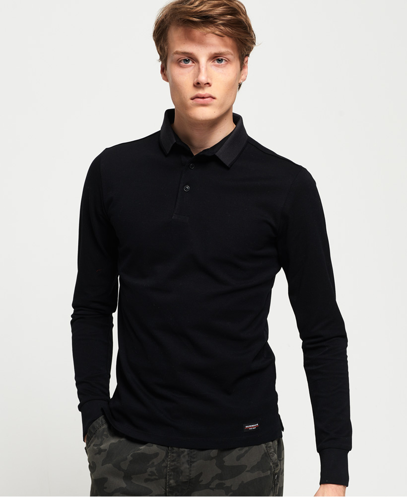 superdry black polo shirt