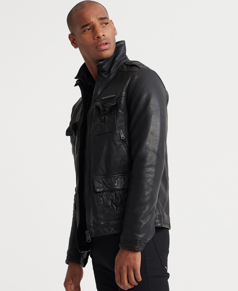 Superdry Mens Icon Brad Leather Jacket | eBay